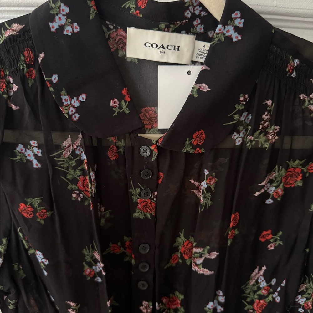 Coach Black Floral Midi Dress - Picture 4 of 12